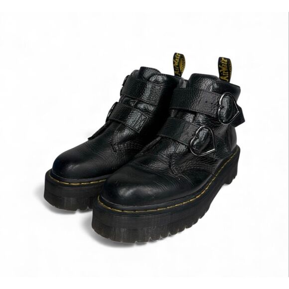 Dr Martens Doc Martens Devon Heart Platform Boots Ankle Black Leather Women 10 - Picture 3 of 10